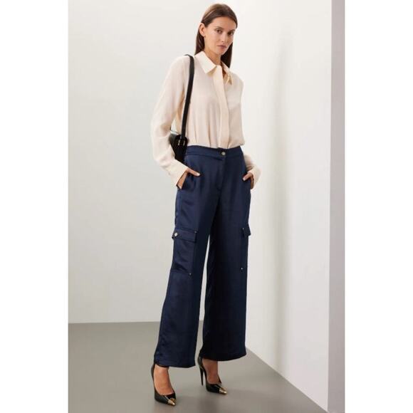 MICHAEL Michael Kors Pants - Michael Kors Satin Cargo Pants • Designer Luxe Utility Chic Sz S